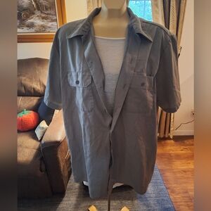 🔥 Dickies Men's Gray Casual Button Down Shirt